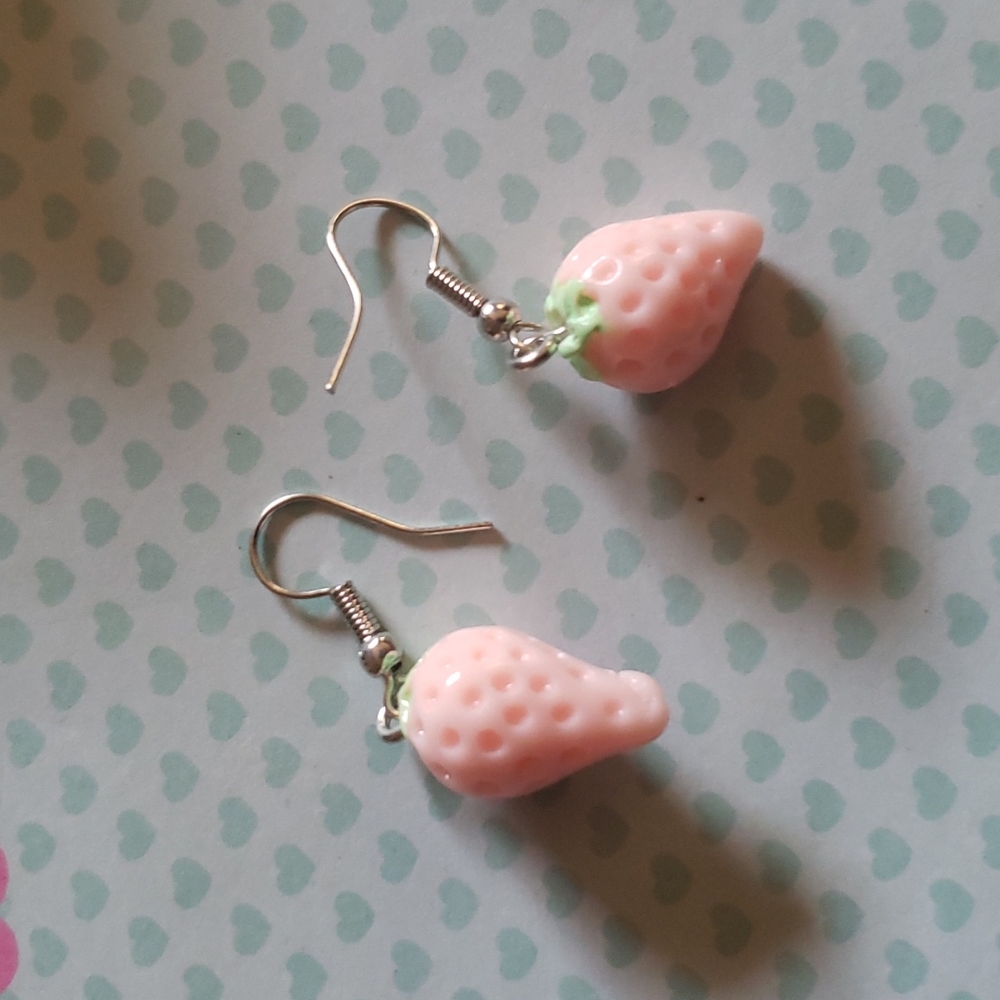 Pastel Pink Strawberry earrings